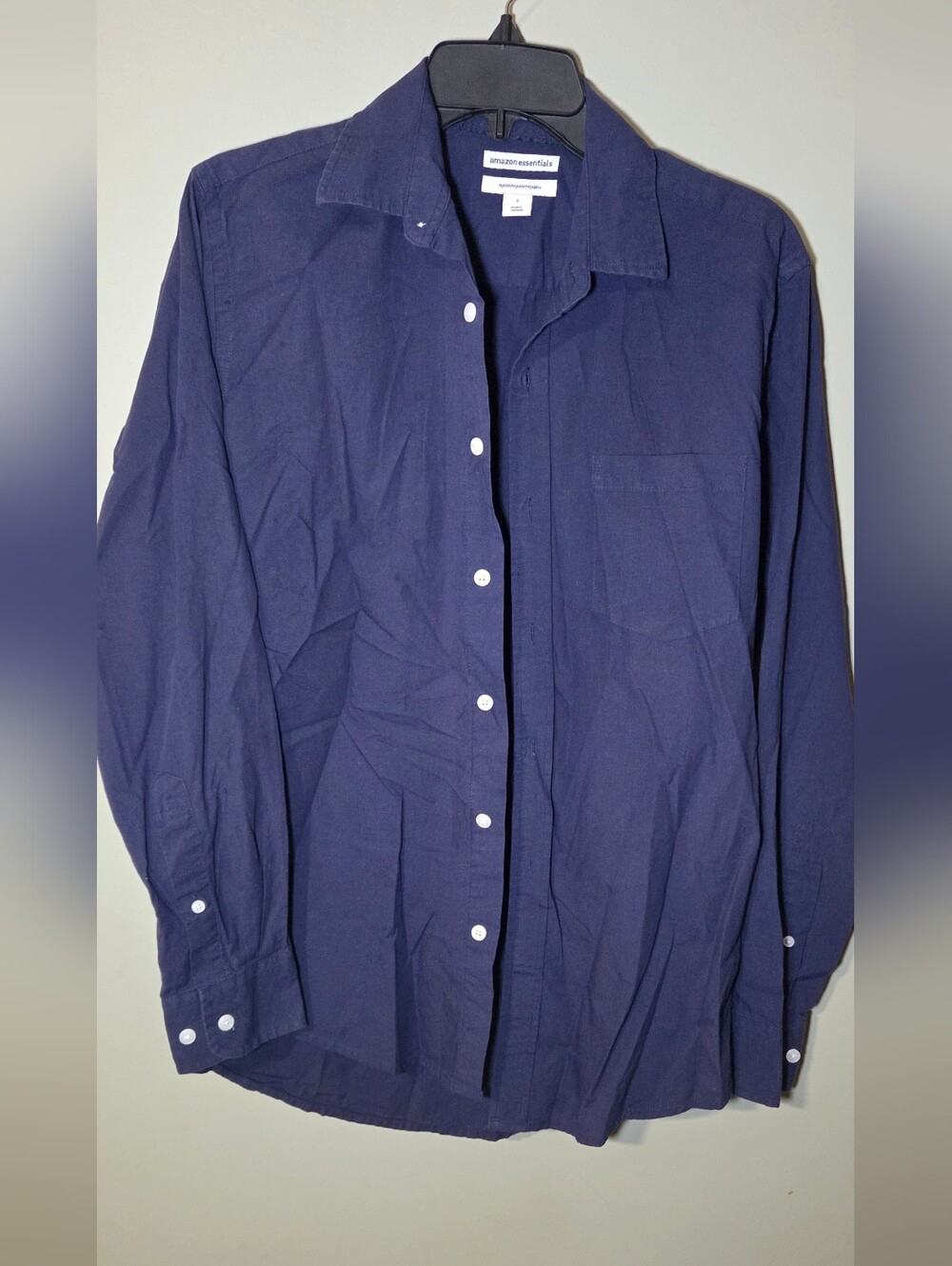 Amazon Essentials Men's Navy Blue Button Front Shirt Size Small